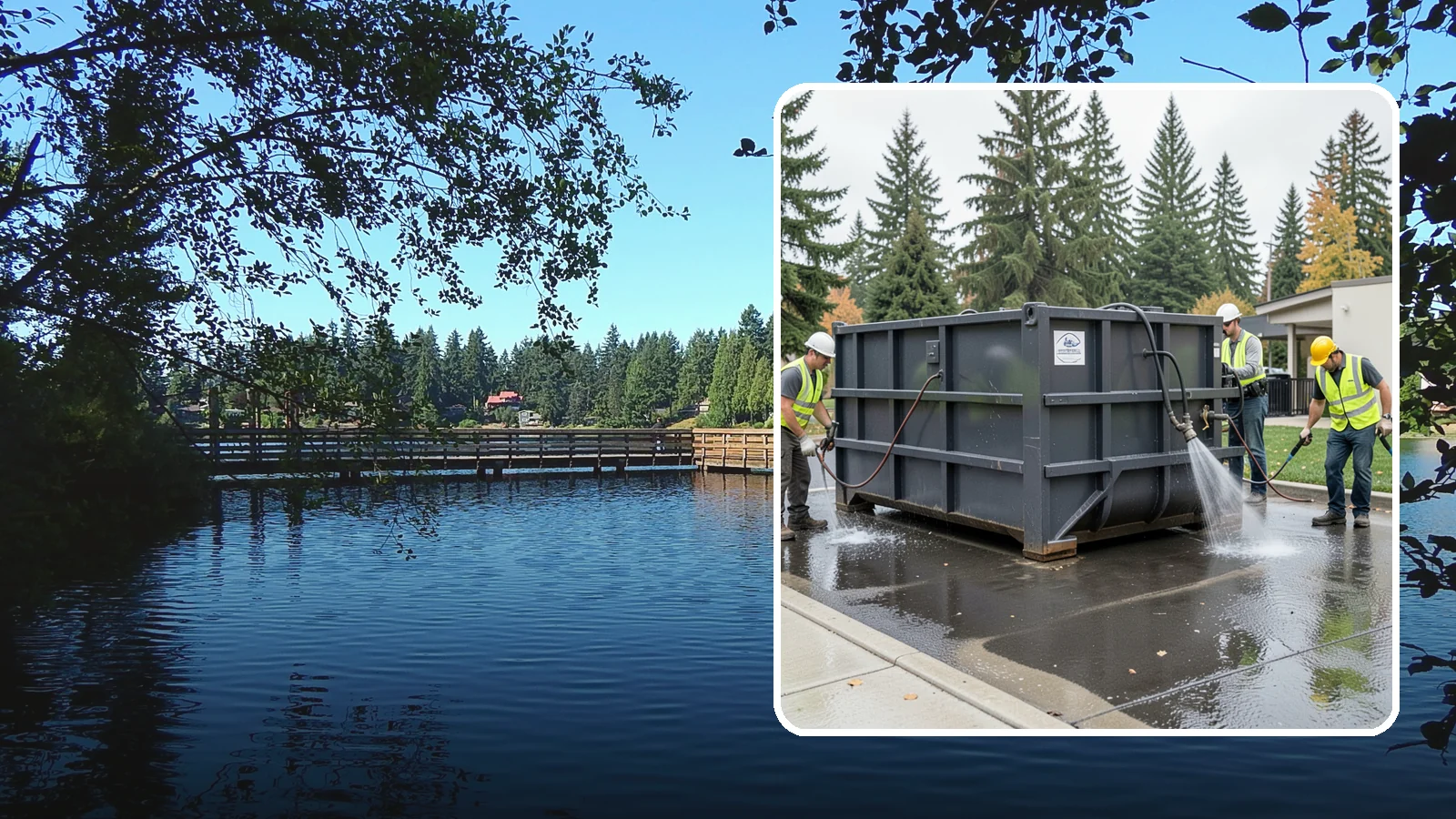 Dumpster Pad Cleaning in Federal Way, King County, WA - Degrease and sanitize dumpster pads and enclosures to control odor, pests, and leachate staining.