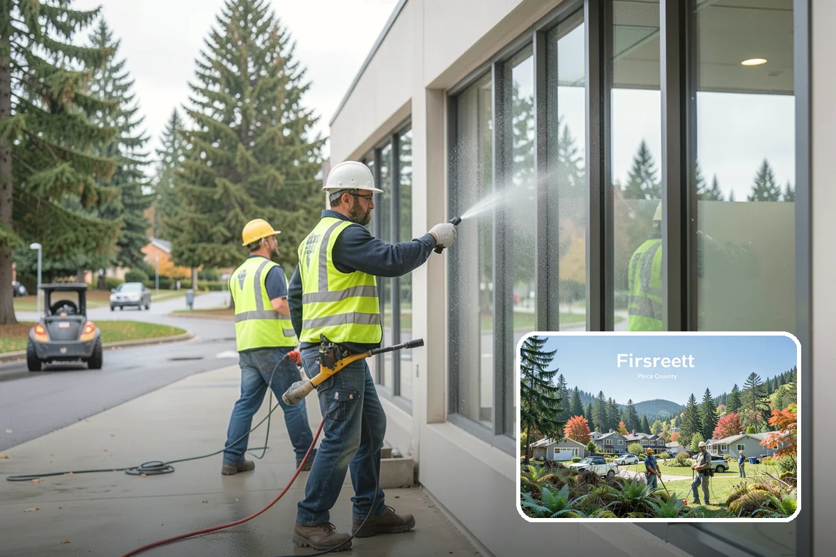 Dumpster Pad Cleaning in Fircrest, Pierce County, WA - Controls odor and deters pests at refuse enclosures