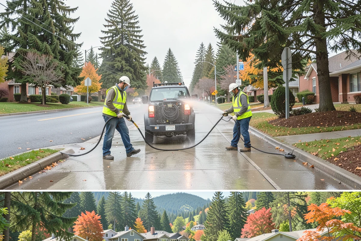 Dumpster Pad Cleaning in Fircrest, Pierce County, WA - Dumpster-pad cleaning benefits from increased frequency in warm summer months when odor and pest activity peak, but is valuable...