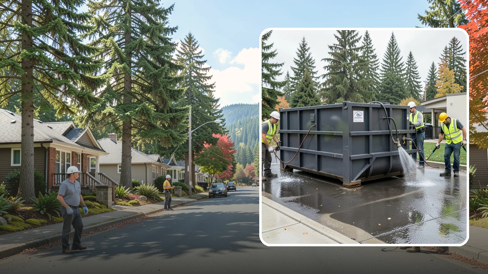 Dumpster Pad Cleaning in Hunts Point, King County, WA - Degrease and sanitize dumpster pads and enclosures to control odor, pests, and leachate staining.