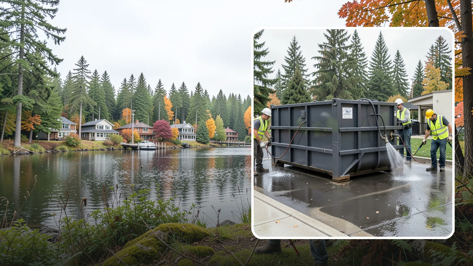 Dumpster Pad Cleaning in La Conner, Skagit County, WA - Degrease and sanitize dumpster pads and enclosures to control odor, pests, and leachate staining.