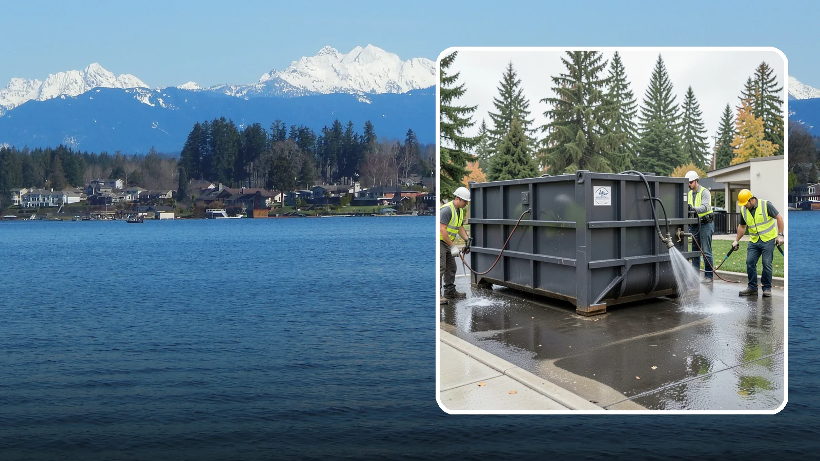 Dumpster Pad Cleaning in Lake Stevens, Snohomish County, WA - Degrease and sanitize dumpster pads and enclosures to control odor, pests, and leachate staining.