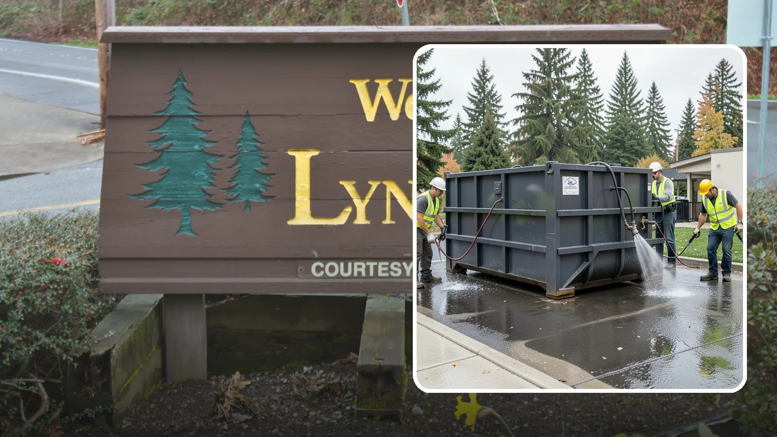 Dumpster Pad Cleaning in Lynnwood, Snohomish County, WA - Degrease and sanitize dumpster pads and enclosures to control odor, pests, and leachate staining.