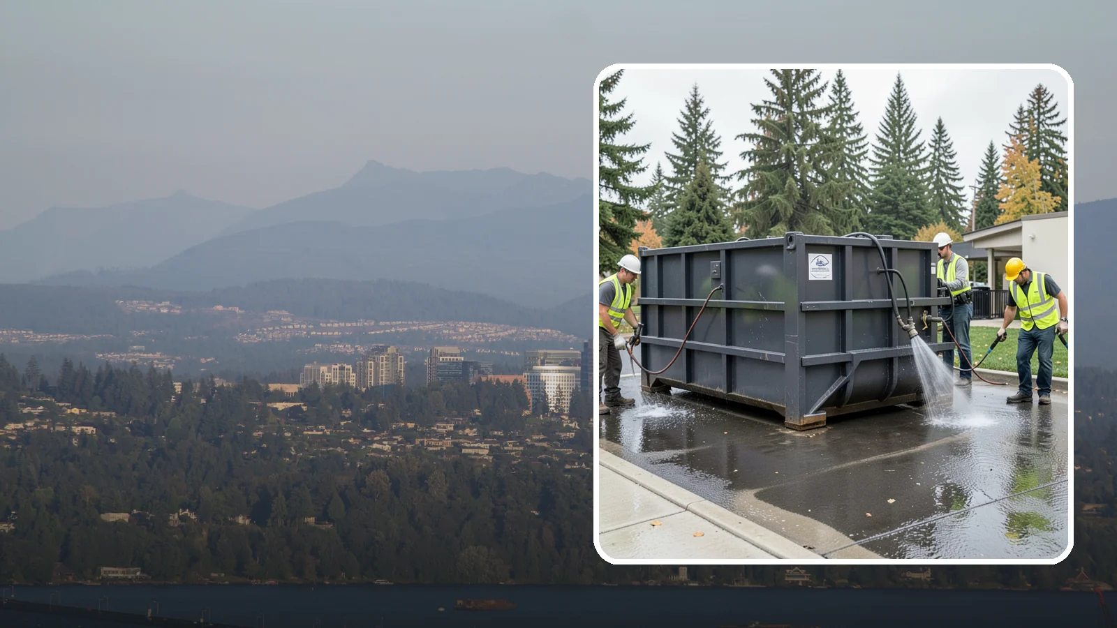 Dumpster Pad Cleaning in Medina, King County, WA - Degrease and sanitize dumpster pads and enclosures to control odor, pests, and leachate staining.