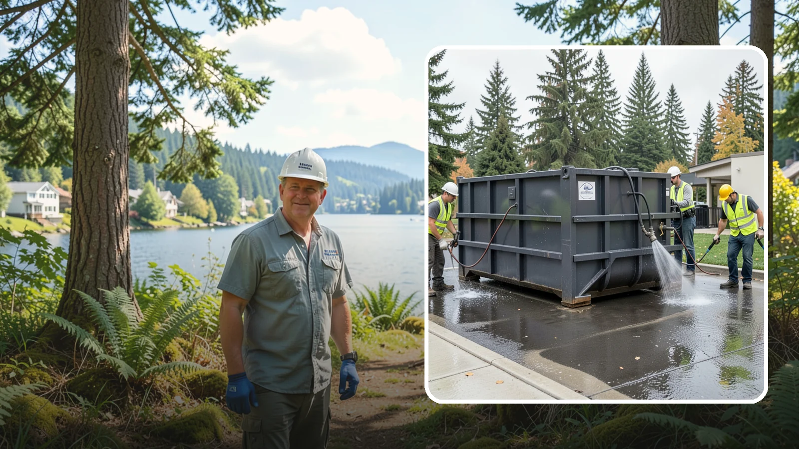 Dumpster Pad Cleaning in Milton, King County, WA - Degrease and sanitize dumpster pads and enclosures to control odor, pests, and leachate staining.