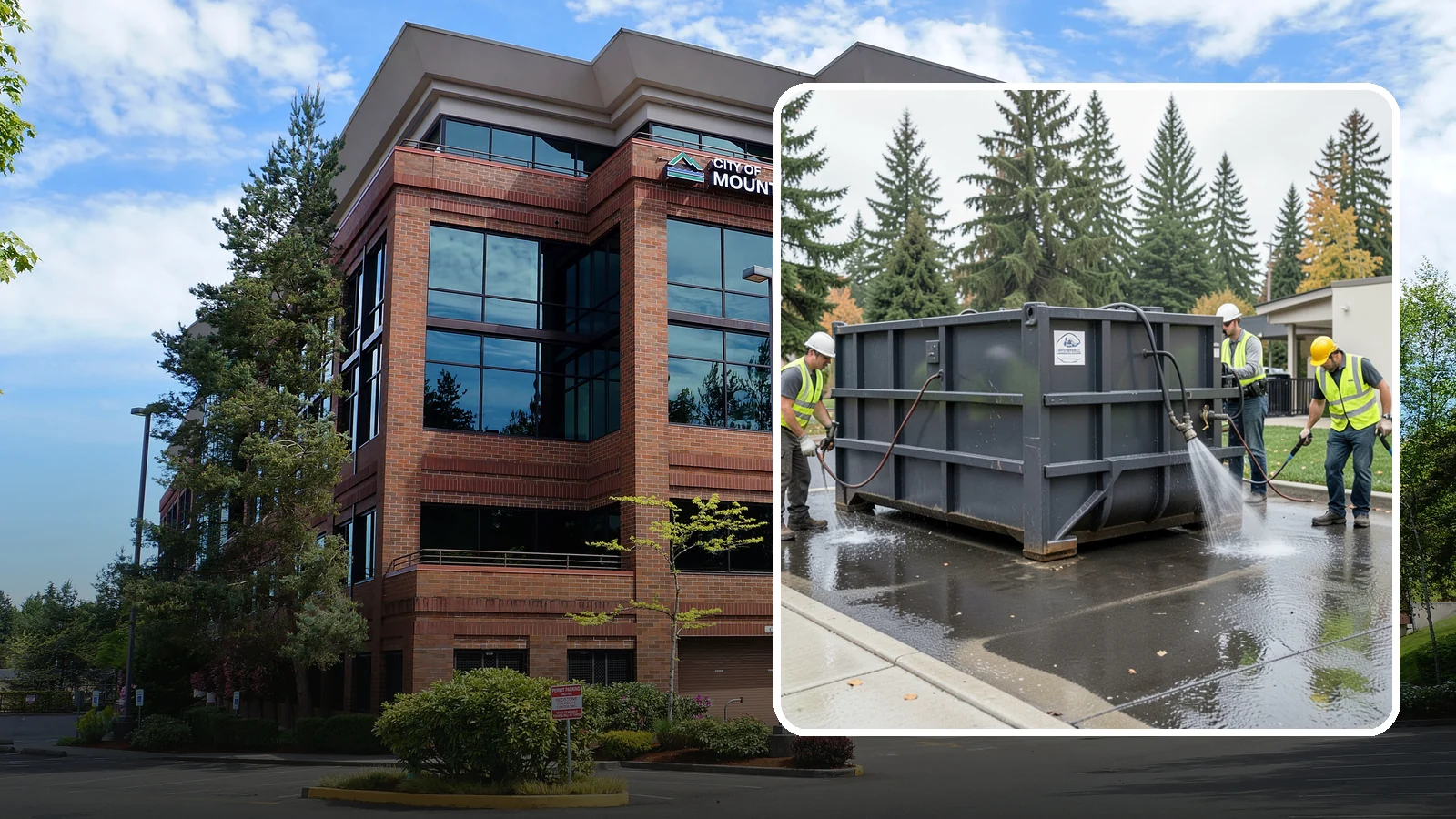 Dumpster Pad Cleaning in Mountlake Terrace, Snohomish County, WA - Degrease and sanitize dumpster pads and enclosures to control odor, pests, and leachate staining.