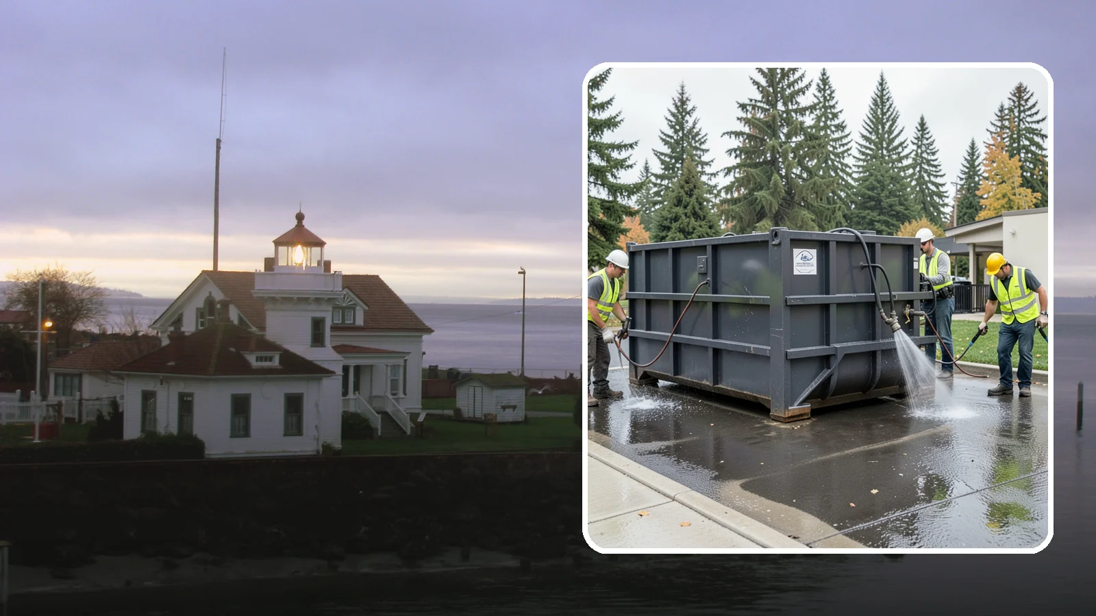 Dumpster Pad Cleaning in Mukilteo, Snohomish County, WA - Degrease and sanitize dumpster pads and enclosures to control odor, pests, and leachate staining.