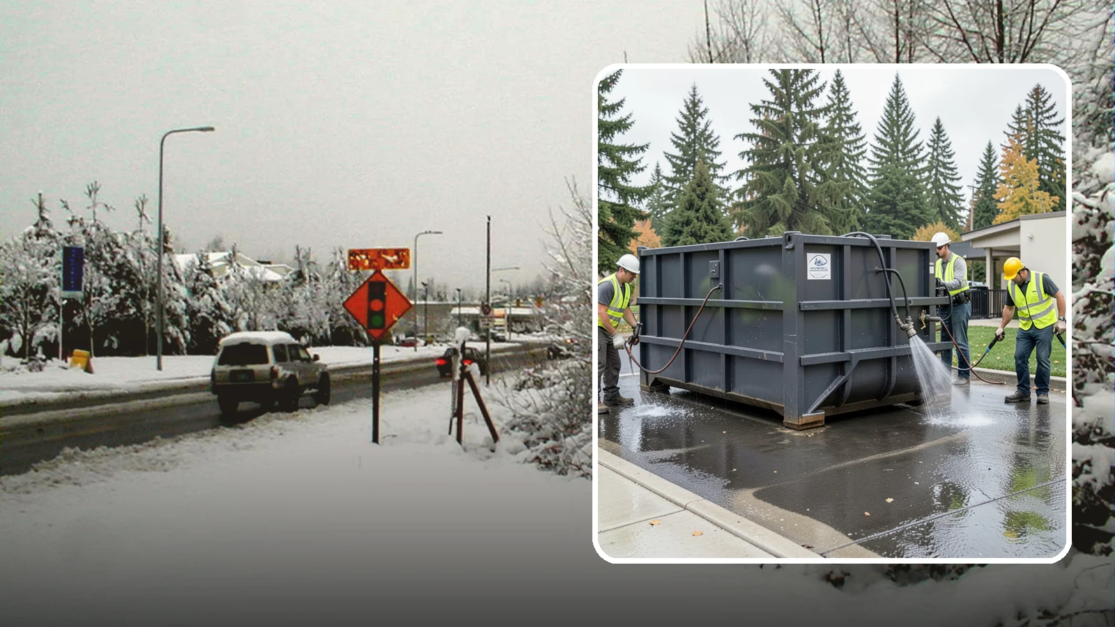 Dumpster Pad Cleaning in Newcastle, King County, WA - Degrease and sanitize dumpster pads and enclosures to control odor, pests, and leachate staining.