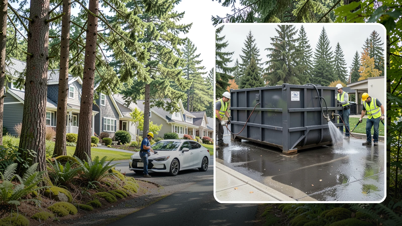 Dumpster Pad Cleaning in Normandy Park, King County, WA - Degrease and sanitize dumpster pads and enclosures to control odor, pests, and leachate staining.