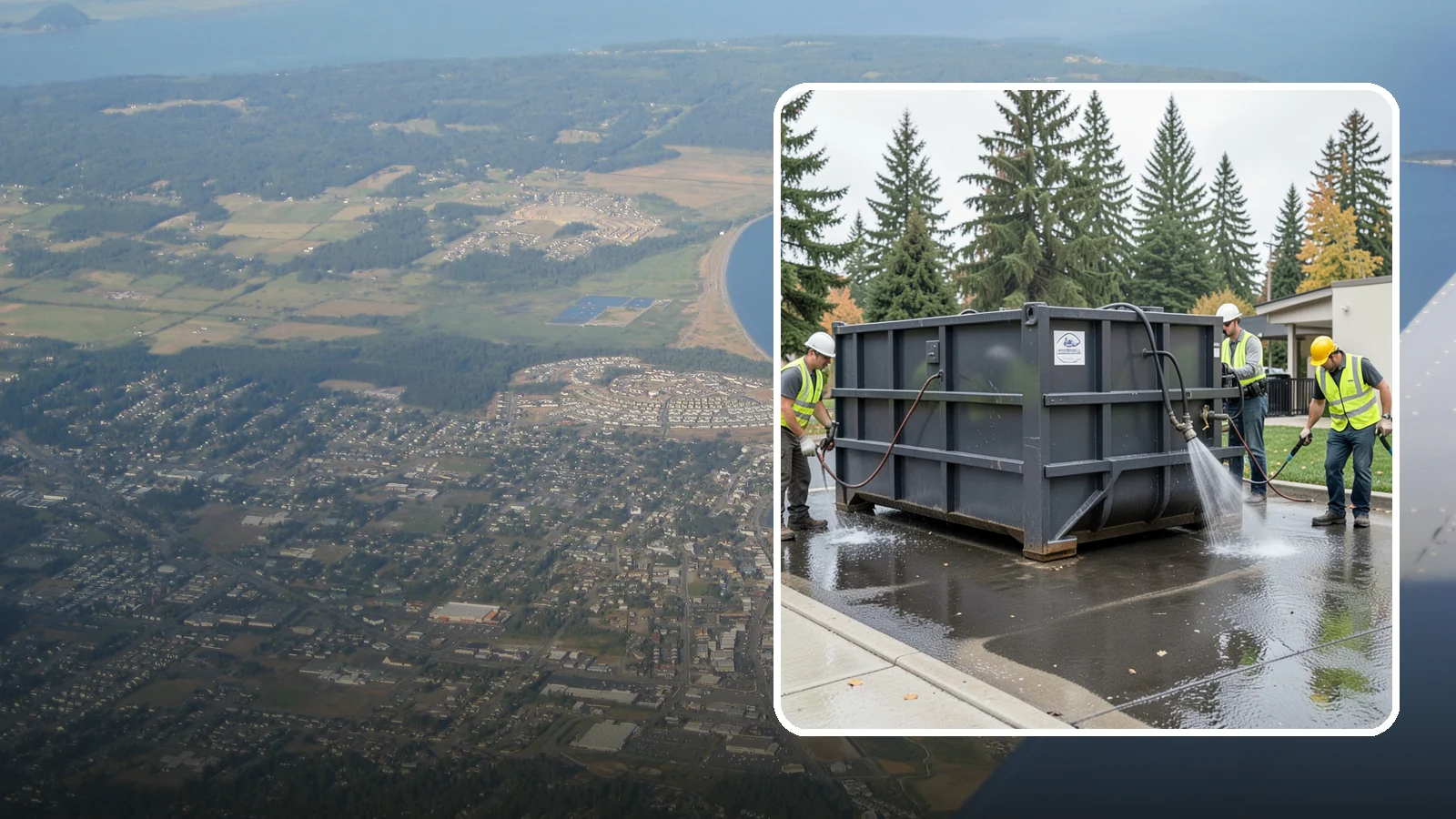 Dumpster Pad Cleaning in Oak Harbor, Island County, WA - Degrease and sanitize dumpster pads and enclosures to control odor, pests, and leachate staining.
