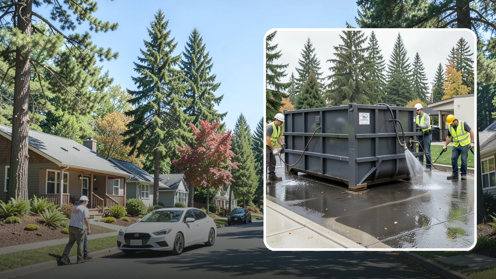 Dumpster Pad Cleaning in Orting, Pierce County, WA - Degrease and sanitize dumpster pads and enclosures to control odor, pests, and leachate staining.