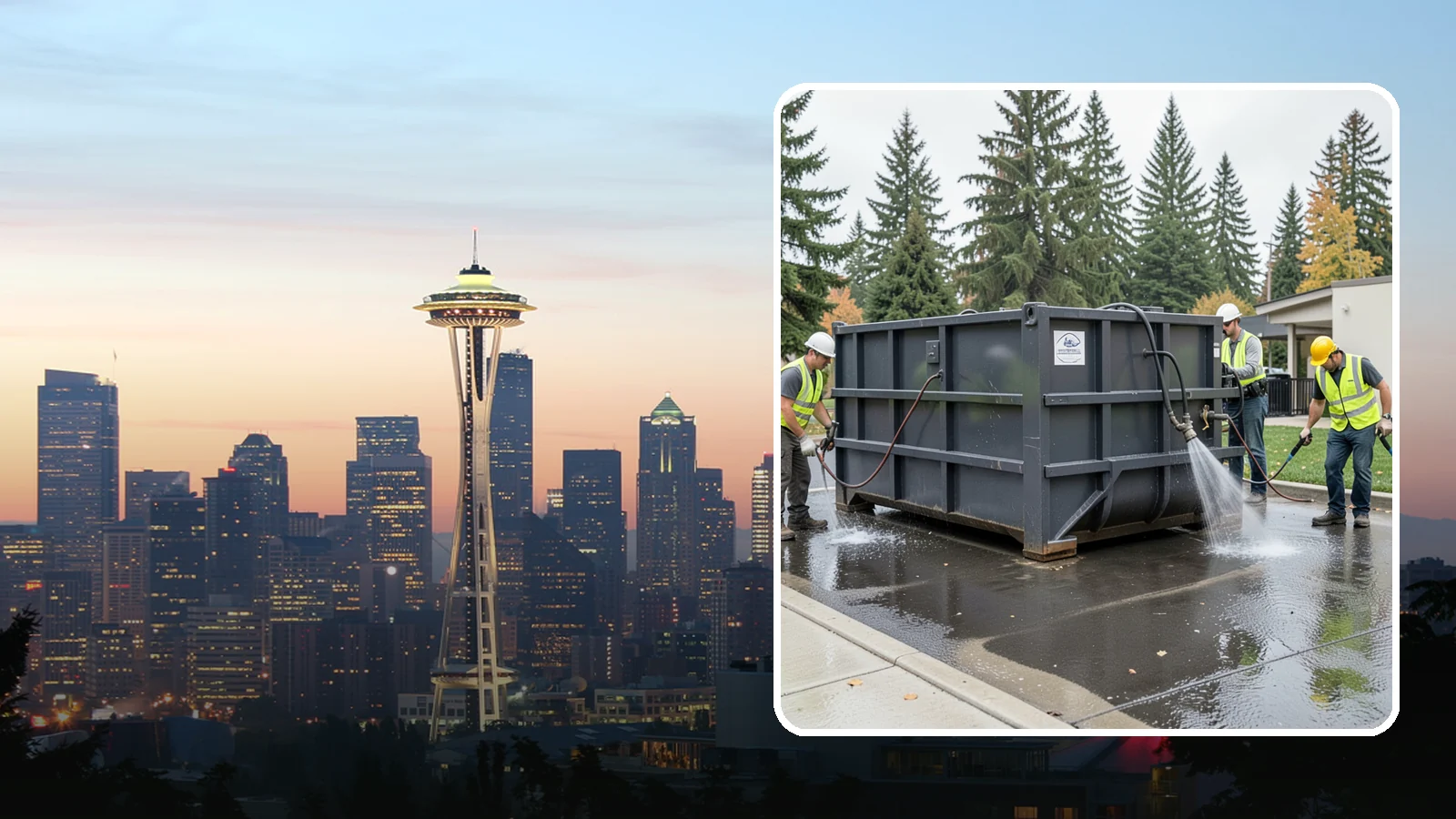 Dumpster Pad Cleaning in Seattle, King County, WA - Degrease and sanitize dumpster pads and enclosures to control odor, pests, and leachate staining.
