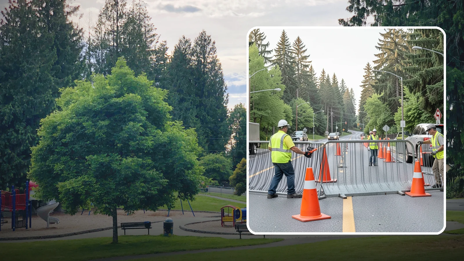 Emergency Barricades in Bonney Lake, Pierce County, WA - Rapid deployment of barricades to secure hazards, close failed roadways, and protect the public during incidents.
