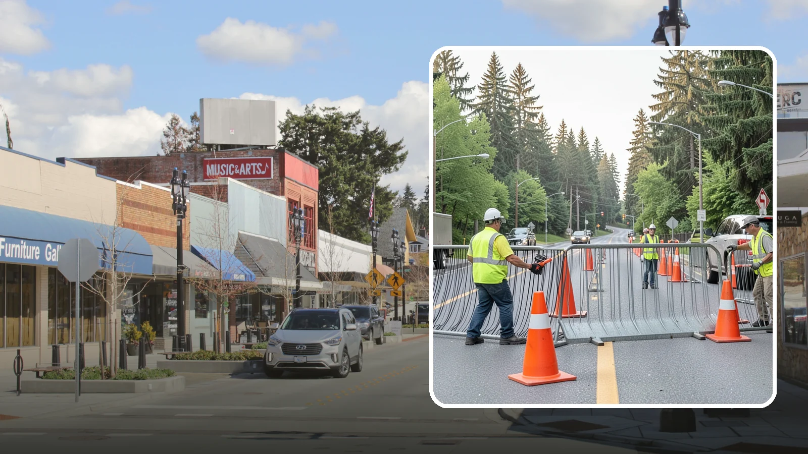 Emergency Barricades in Bothell, King County, WA - Rapid deployment of barricades to secure hazards, close failed roadways, and protect the public during incidents.