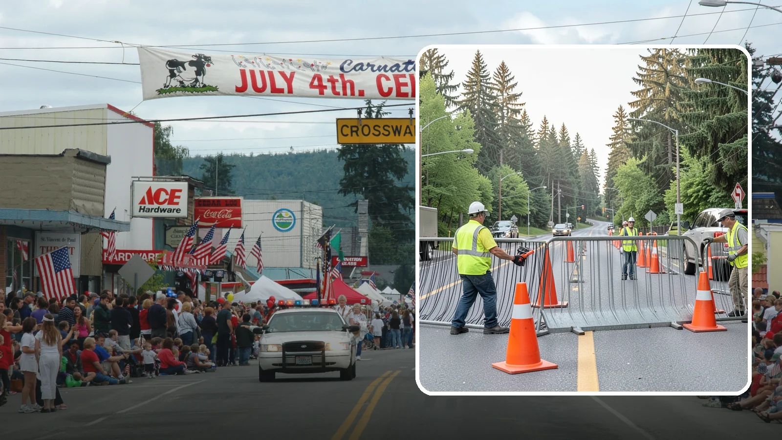 Emergency Barricades in Carnation, King County, WA - Rapid deployment of barricades to secure hazards, close failed roadways, and protect the public during incidents.
