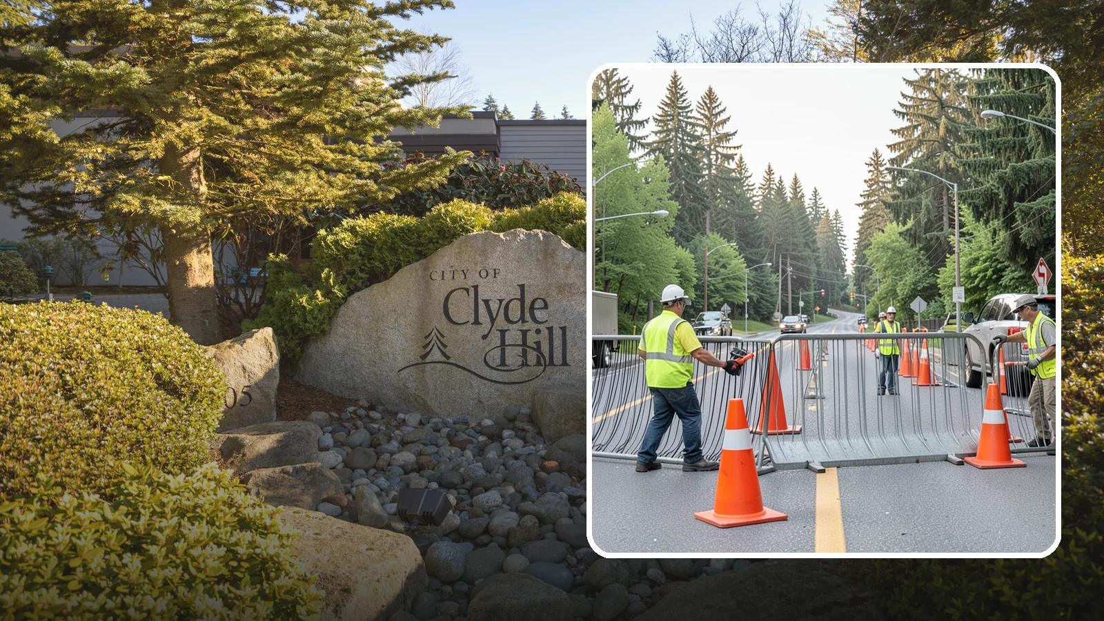 Emergency Barricades in Clyde Hill, King County, WA - Rapid deployment of barricades to secure hazards, close failed roadways, and protect the public during incidents.