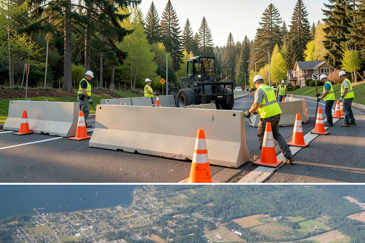 Emergency Barricades in Coupeville, Island County, WA - Barricade demand rises during the wet season from November through March when washouts and slope failures force sudden closures.