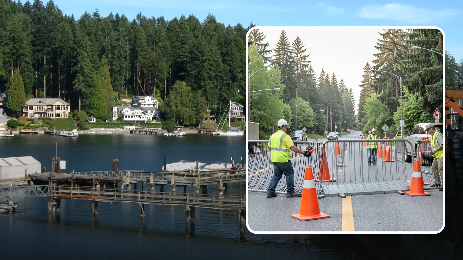 Emergency Barricades in Gig Harbor, Pierce County, WA - Rapid deployment of barricades to secure hazards, close failed roadways, and protect the public during incidents.