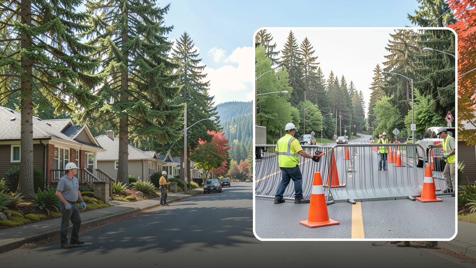 Emergency Barricades in Hunts Point, King County, WA - Rapid deployment of barricades to secure hazards, close failed roadways, and protect the public during incidents.
