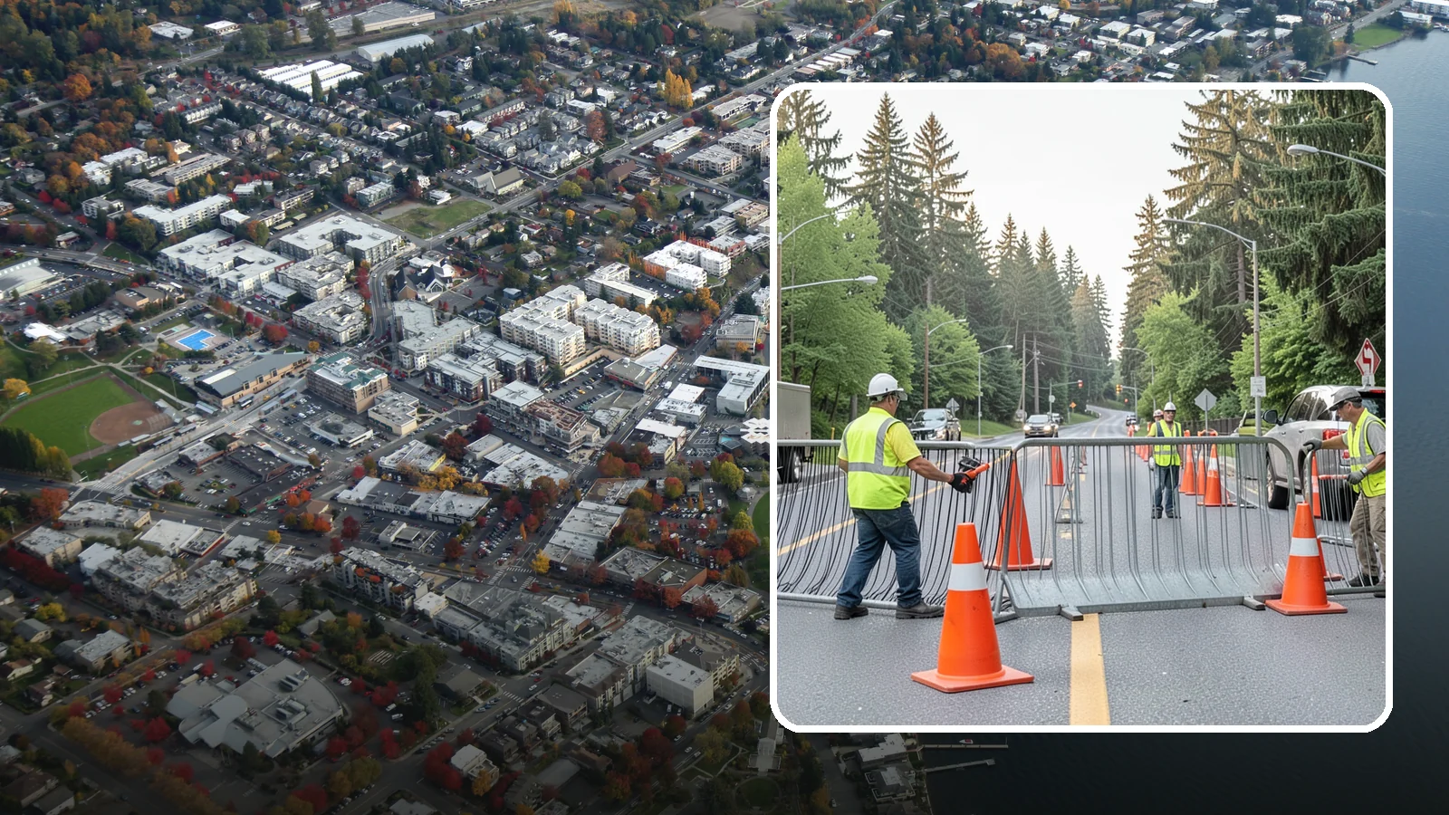 Emergency Barricades in Kirkland, King County, WA - Rapid deployment of barricades to secure hazards, close failed roadways, and protect the public during incidents.