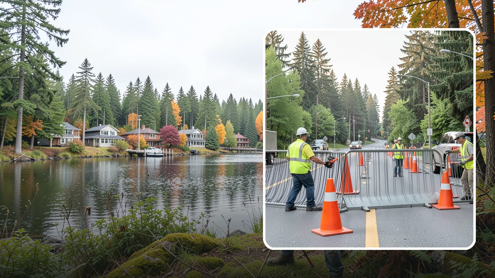 Emergency Barricades in La Conner, Skagit County, WA - Rapid deployment of barricades to secure hazards, close failed roadways, and protect the public during incidents.
