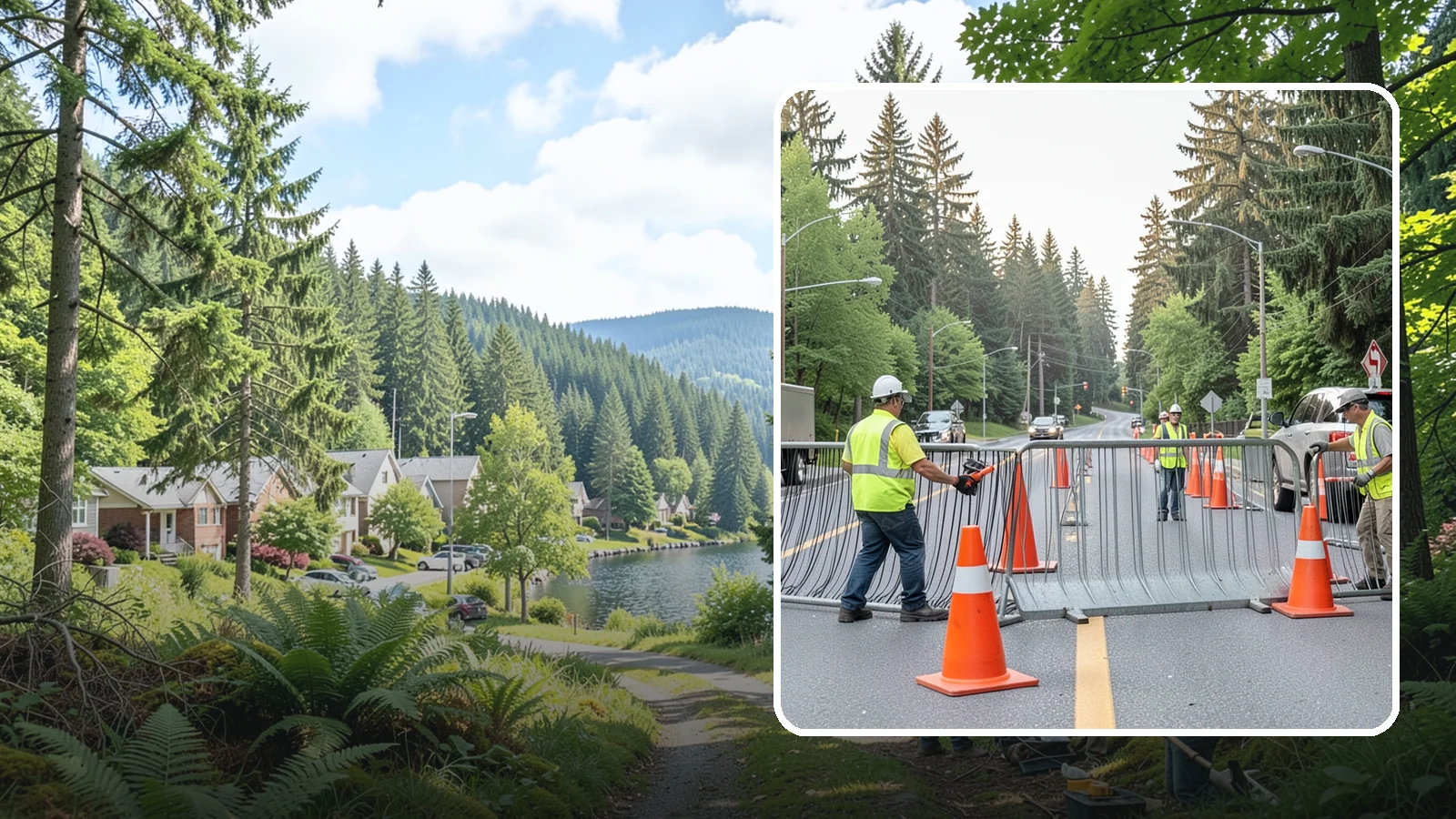 Emergency Barricades in Lake Forest Park, King County, WA - Rapid deployment of barricades to secure hazards, close failed roadways, and protect the public during incidents.