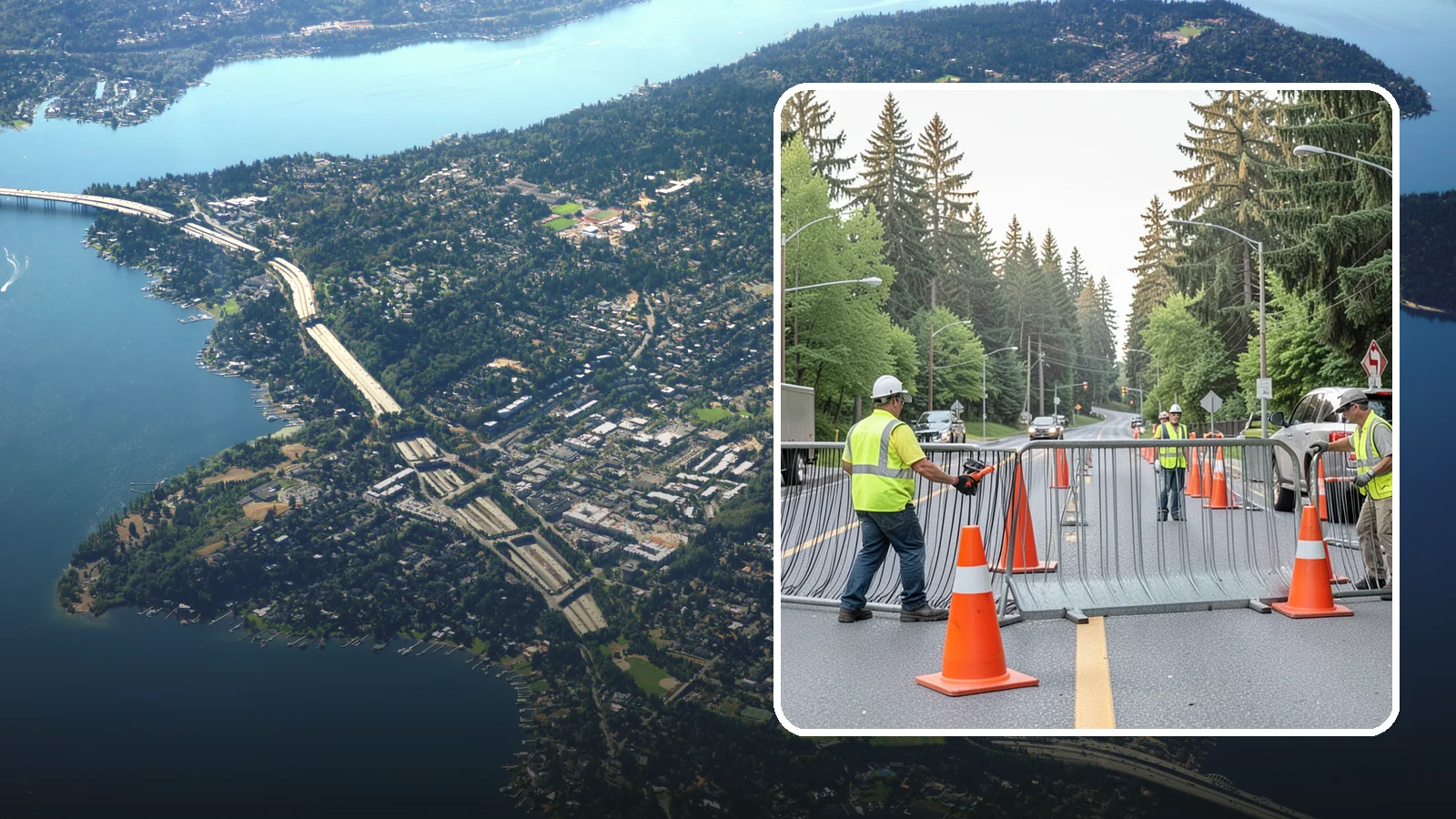 Emergency Barricades in Mercer Island, King County, WA - Rapid deployment of barricades to secure hazards, close failed roadways, and protect the public during incidents.