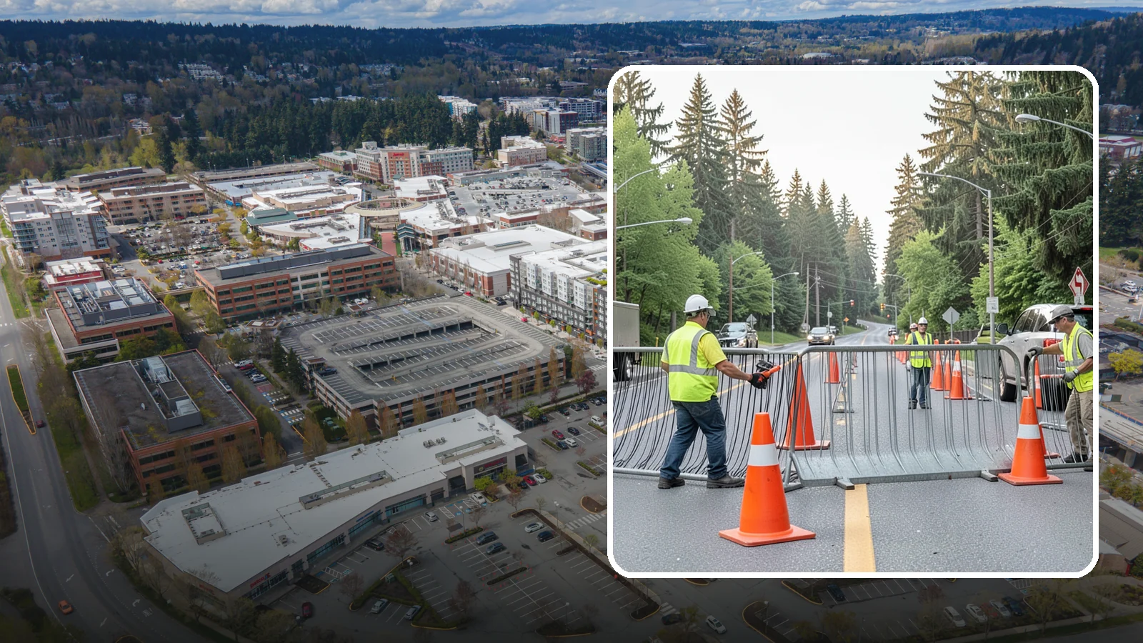 Emergency Barricades in Redmond, King County, WA - Rapid deployment of barricades to secure hazards, close failed roadways, and protect the public during incidents.