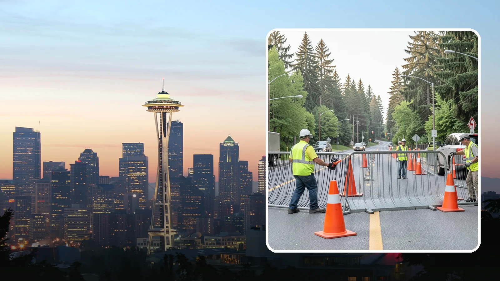 Emergency Barricades in Seattle, King County, WA - Rapid deployment of barricades to secure hazards, close failed roadways, and protect the public during incidents.