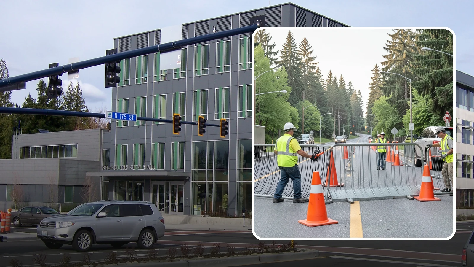 Emergency Barricades in Shoreline, King County, WA - Rapid deployment of barricades to secure hazards, close failed roadways, and protect the public during incidents.