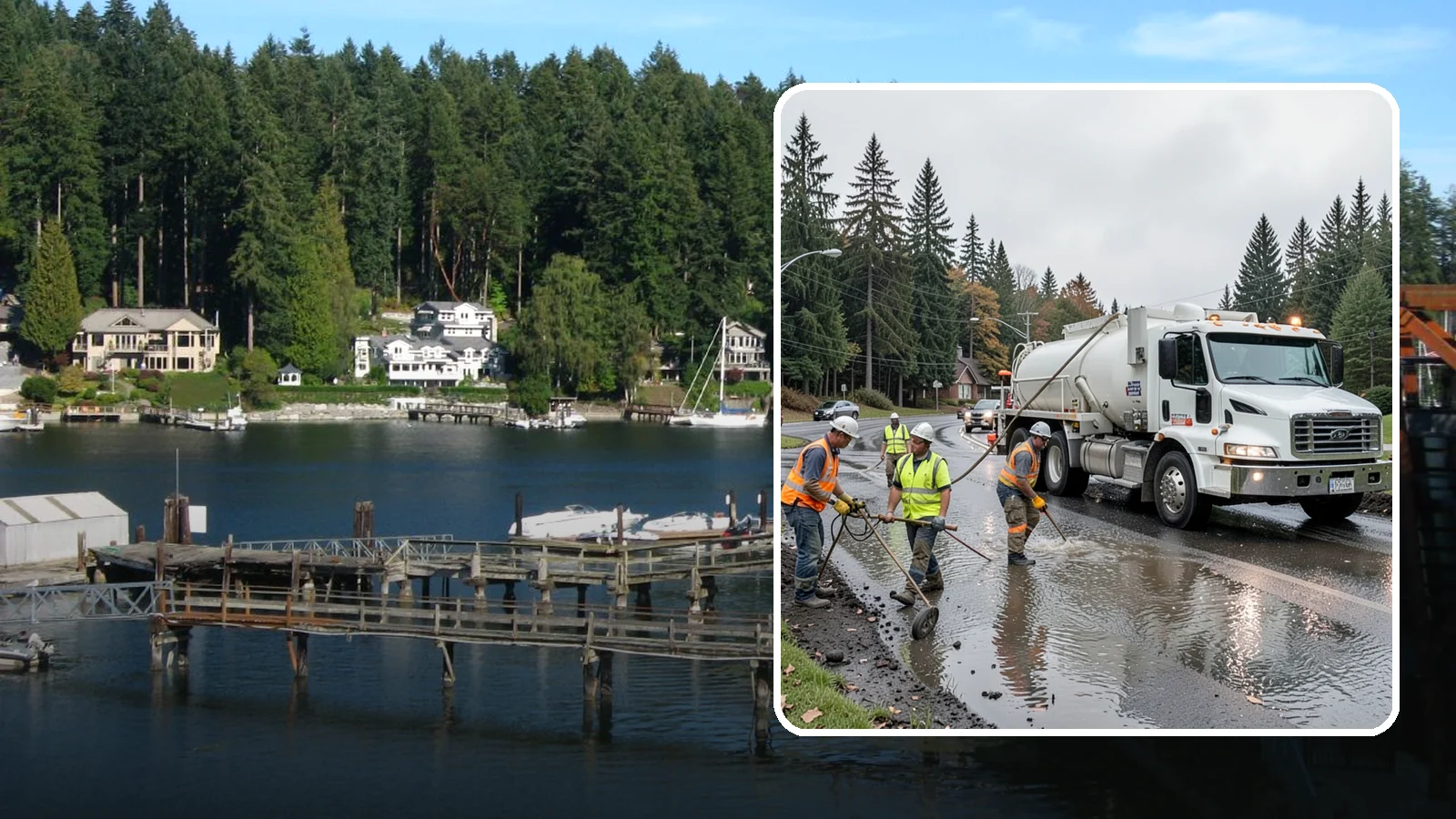 Emergency Pumping in Gig Harbor, Pierce County, WA - Rapid water removal from flooded roads, facilities, and public sites to restore access and prevent damage.