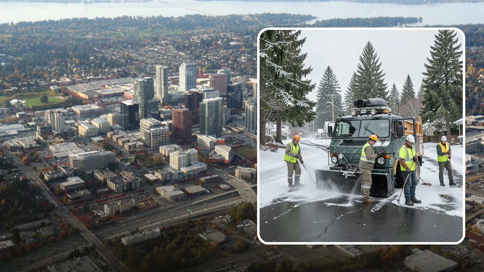 Emergency Snow Response in Bellevue, King County, WA - On-call emergency snow response to mobilize crews and equipment when unexpected or severe winter weather strikes.