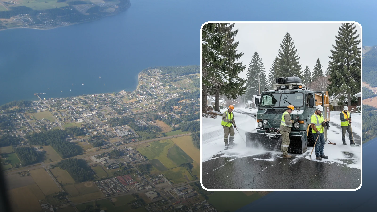 Emergency Snow Response in Coupeville, Island County, WA - On-call emergency snow response to mobilize crews and equipment when unexpected or severe winter weather strikes.