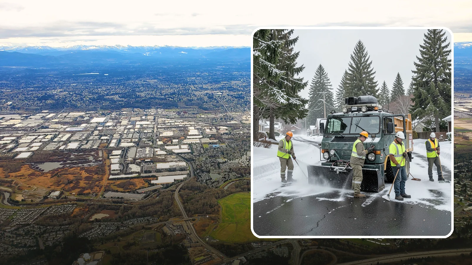 Emergency Snow Response in Kent, King County, WA - On-call emergency snow response to mobilize crews and equipment when unexpected or severe winter weather strikes.