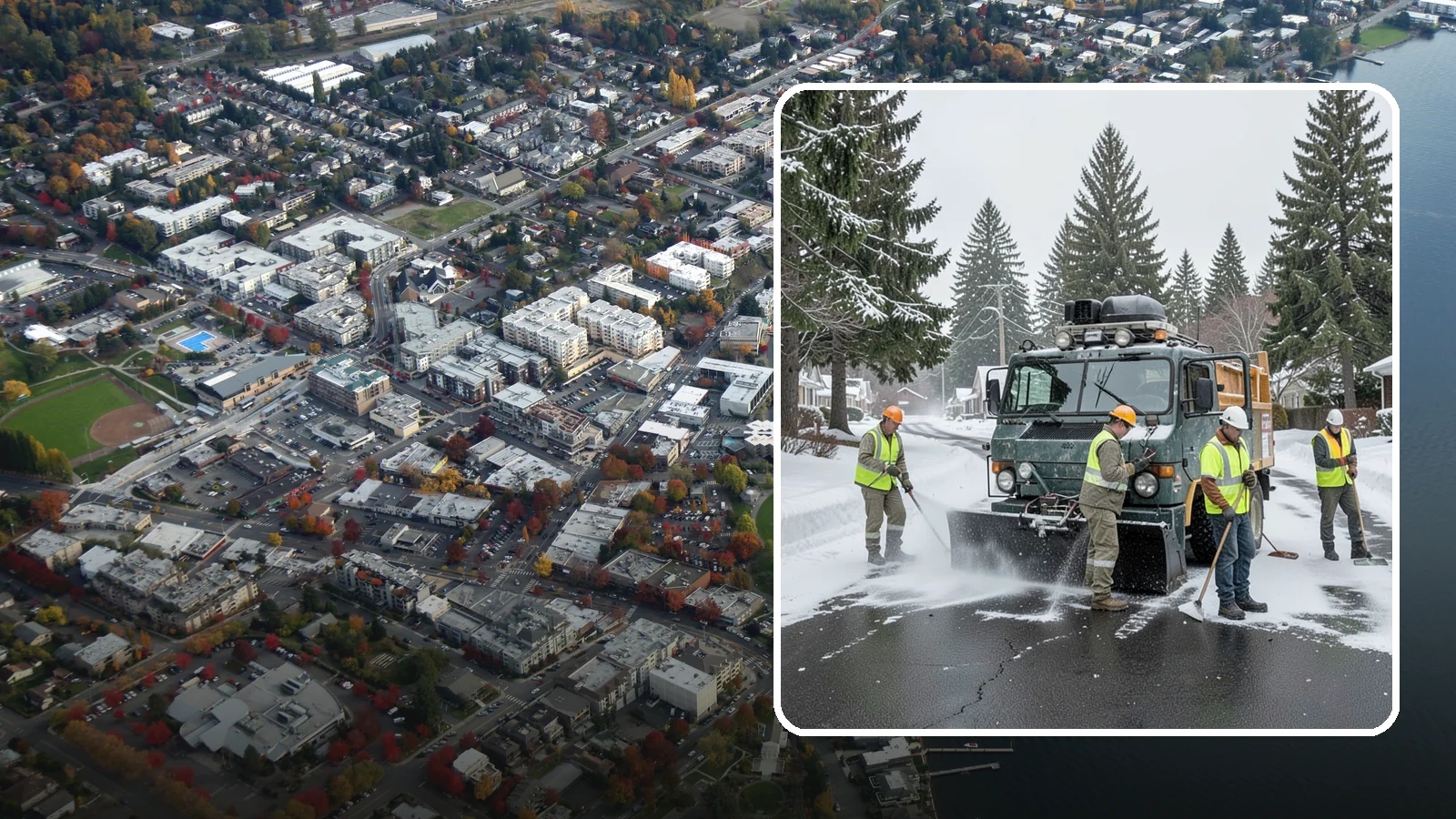 Emergency Snow Response in Kirkland, King County, WA - On-call emergency snow response to mobilize crews and equipment when unexpected or severe winter weather strikes.