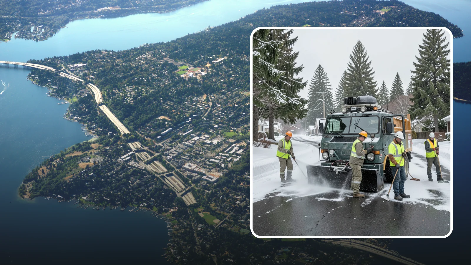 Emergency Snow Response in Mercer Island, King County, WA - On-call emergency snow response to mobilize crews and equipment when unexpected or severe winter weather strikes.