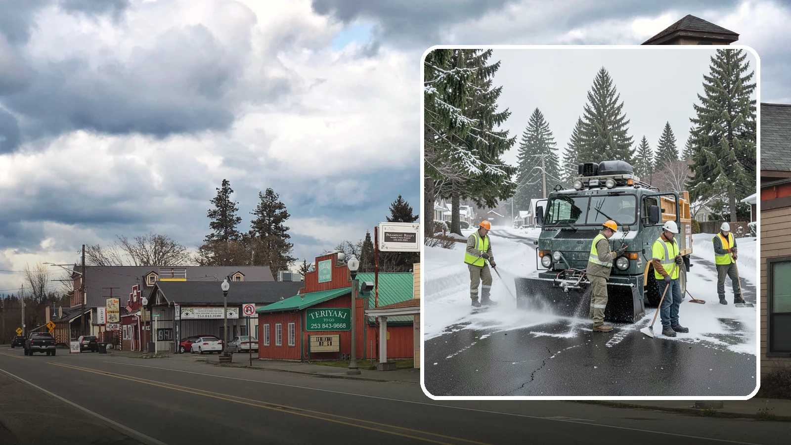 Emergency Snow Response in Roy, Pierce County, WA - On-call emergency snow response to mobilize crews and equipment when unexpected or severe winter weather strikes.