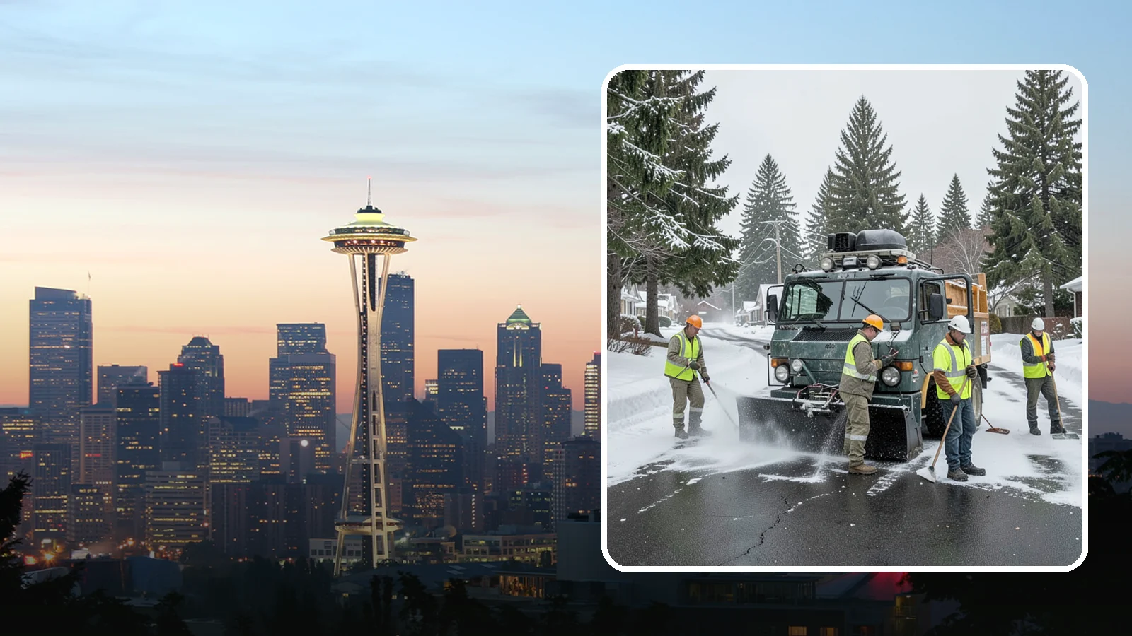 Emergency Snow Response in Seattle, King County, WA - On-call emergency snow response to mobilize crews and equipment when unexpected or severe winter weather strikes.
