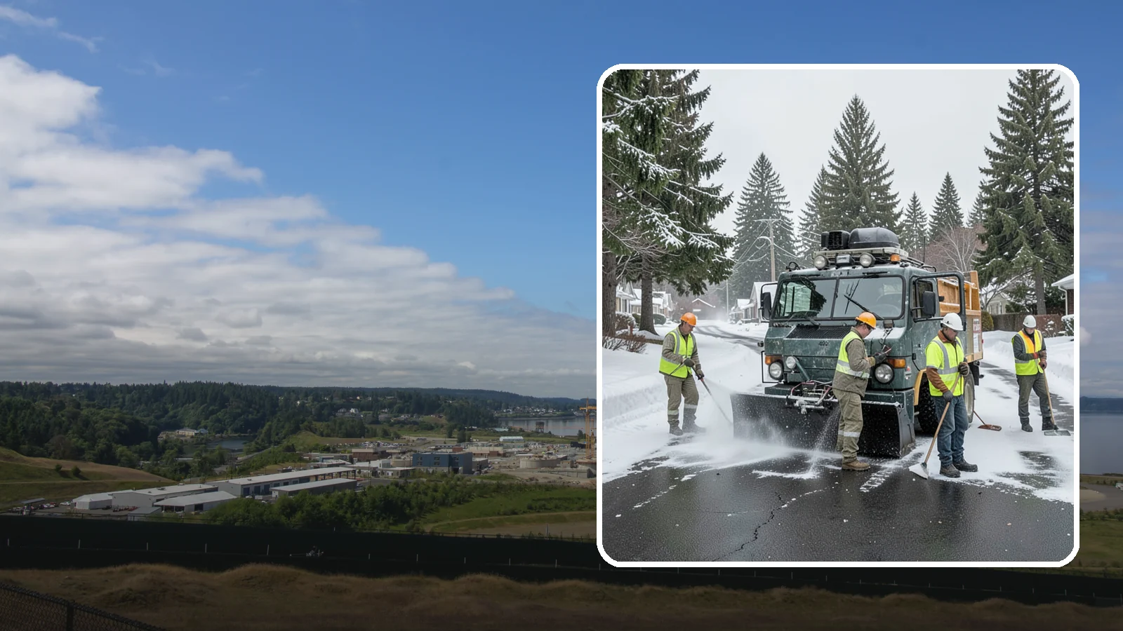Emergency Snow Response in University Place, Pierce County, WA - On-call emergency snow response to mobilize crews and equipment when unexpected or severe winter weather strikes.