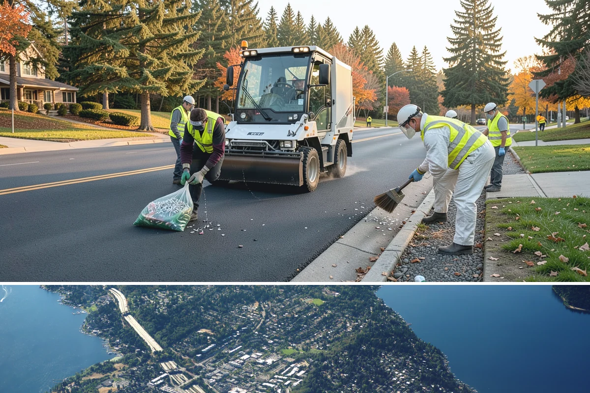 Encampment Cleanup in Mercer Island, King County, WA - Cleanups occur year-round, with sensitive riparian and wetland-adjacent sites timed to limit environmental disturbance.