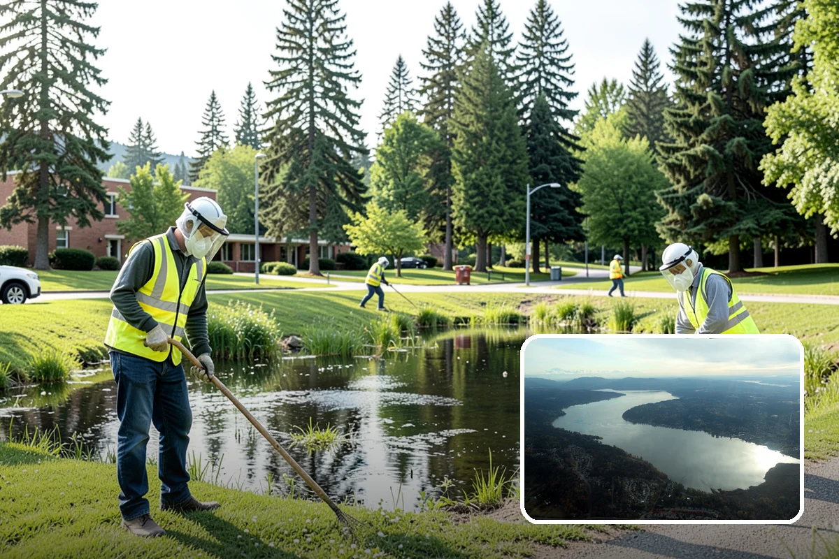 Encampment Cleanup in Sammamish, King County, WA - Crews trained in biohazard and sharps protocols