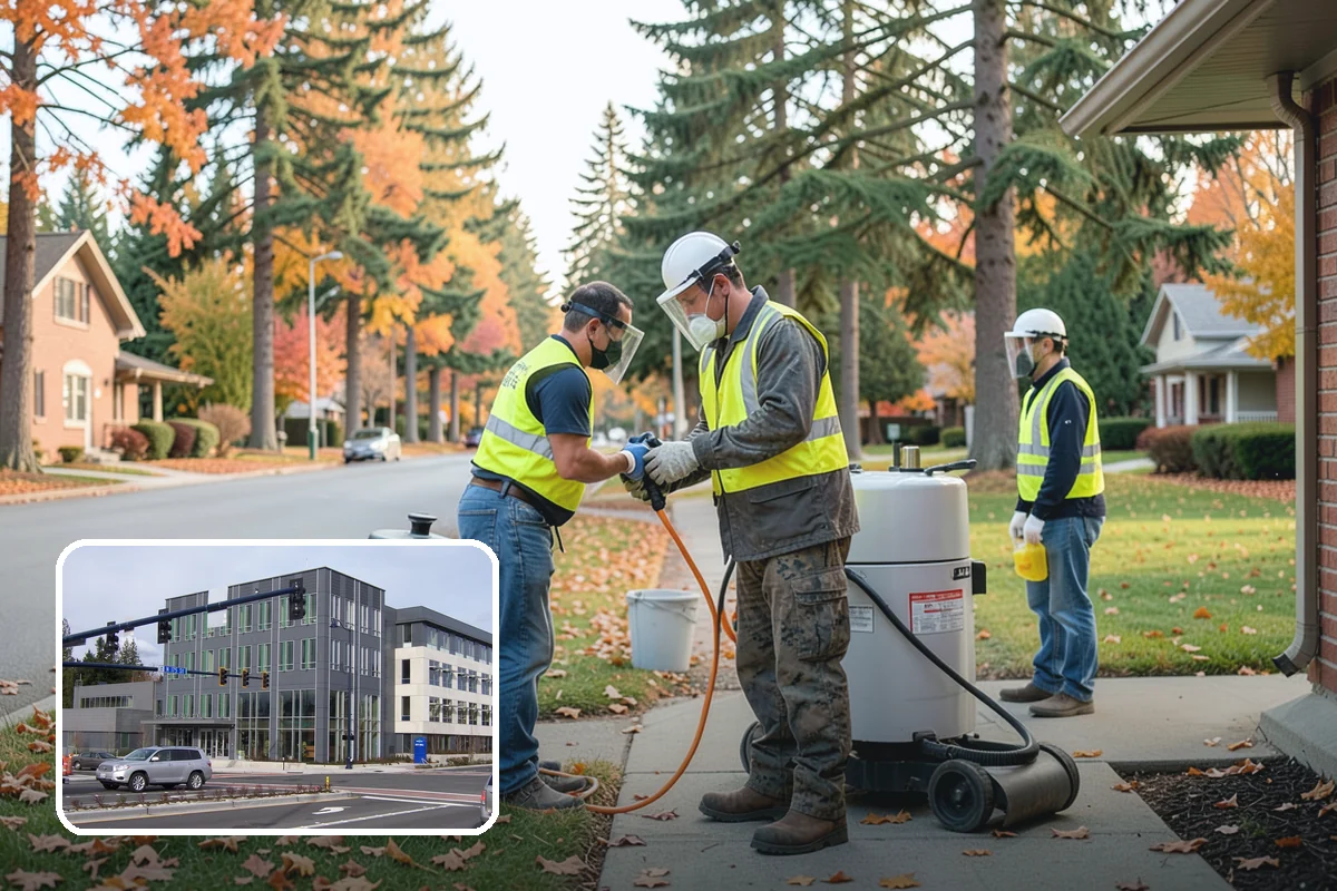 Encampment Cleanup in Shoreline, King County, WA - Crews trained in biohazard and sharps protocols
