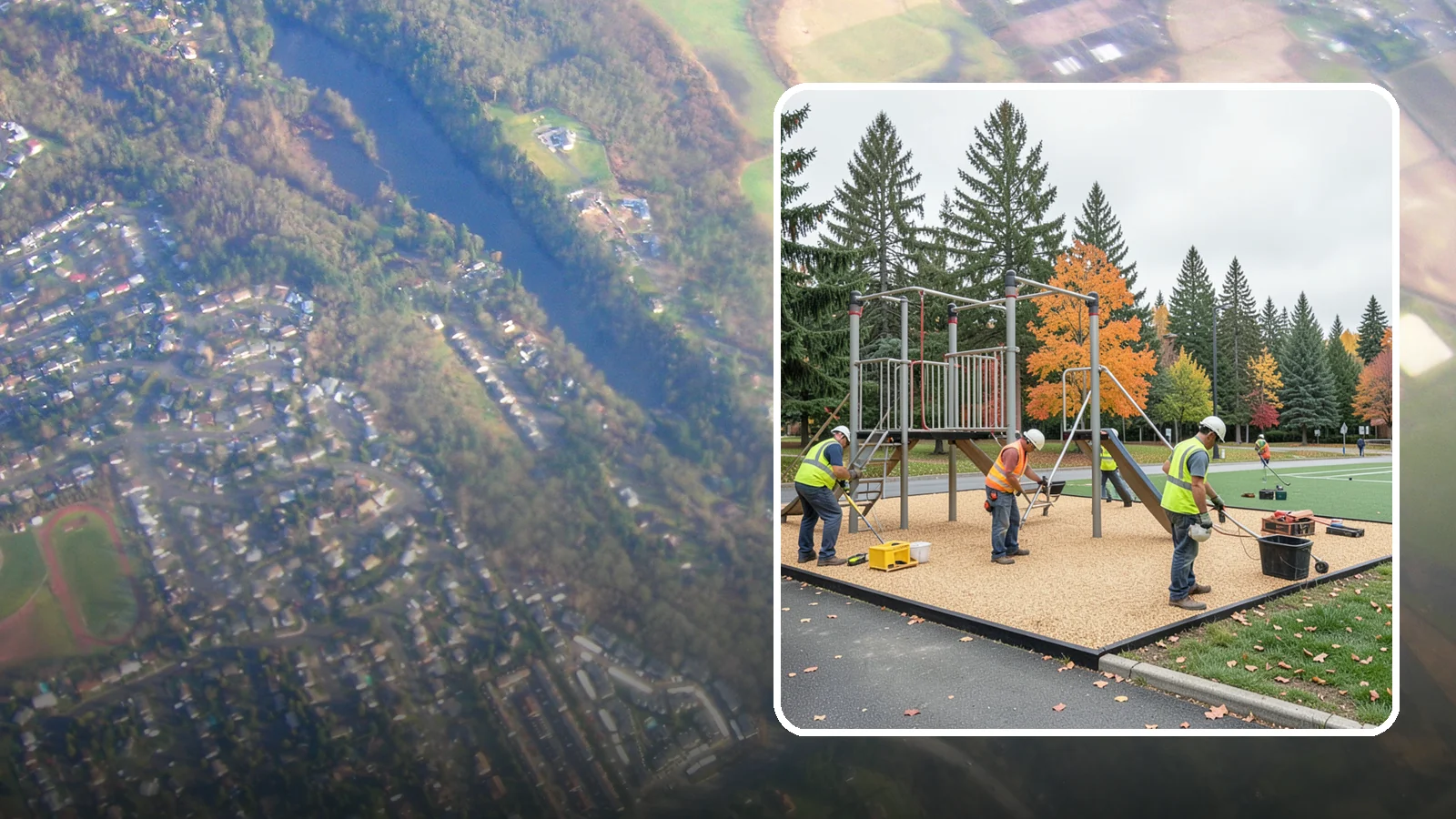 Engineered Wood Fiber Surfacing in Algona, King County, WA - Installation of engineered wood fiber surfacing meeting accessibility and impact-attenuation standards at economical cost.