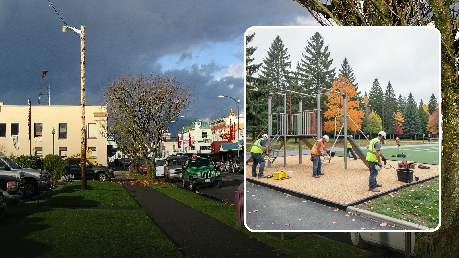 Engineered Wood Fiber Surfacing in Arlington, Snohomish County, WA - Installation of engineered wood fiber surfacing meeting accessibility and impact-attenuation standards at economical cost.