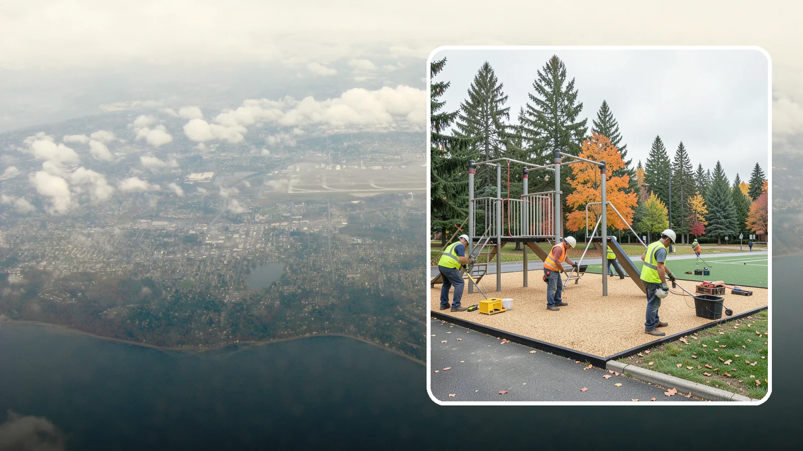 Engineered Wood Fiber Surfacing in Burien, King County, WA - Installation of engineered wood fiber surfacing meeting accessibility and impact-attenuation standards at economical cost.