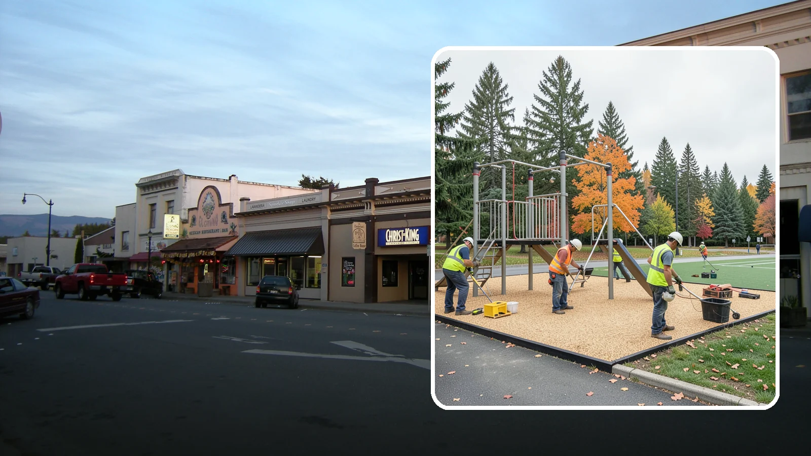 Engineered Wood Fiber Surfacing in Burlington, Skagit County, WA - Installation of engineered wood fiber surfacing meeting accessibility and impact-attenuation standards at economical cost.