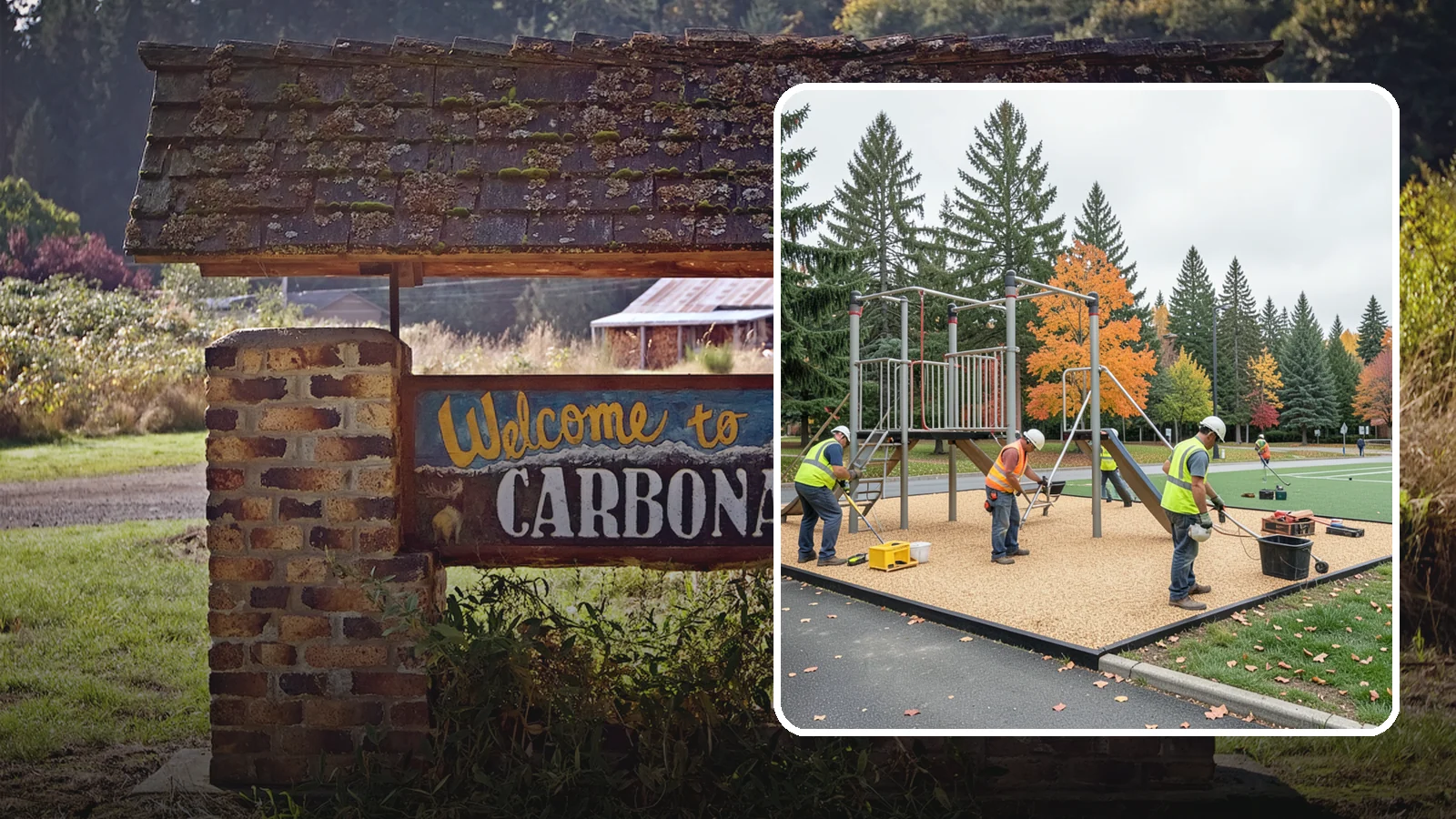 Engineered Wood Fiber Surfacing in Carbonado, Pierce County, WA - Installation of engineered wood fiber surfacing meeting accessibility and impact-attenuation standards at economical cost.