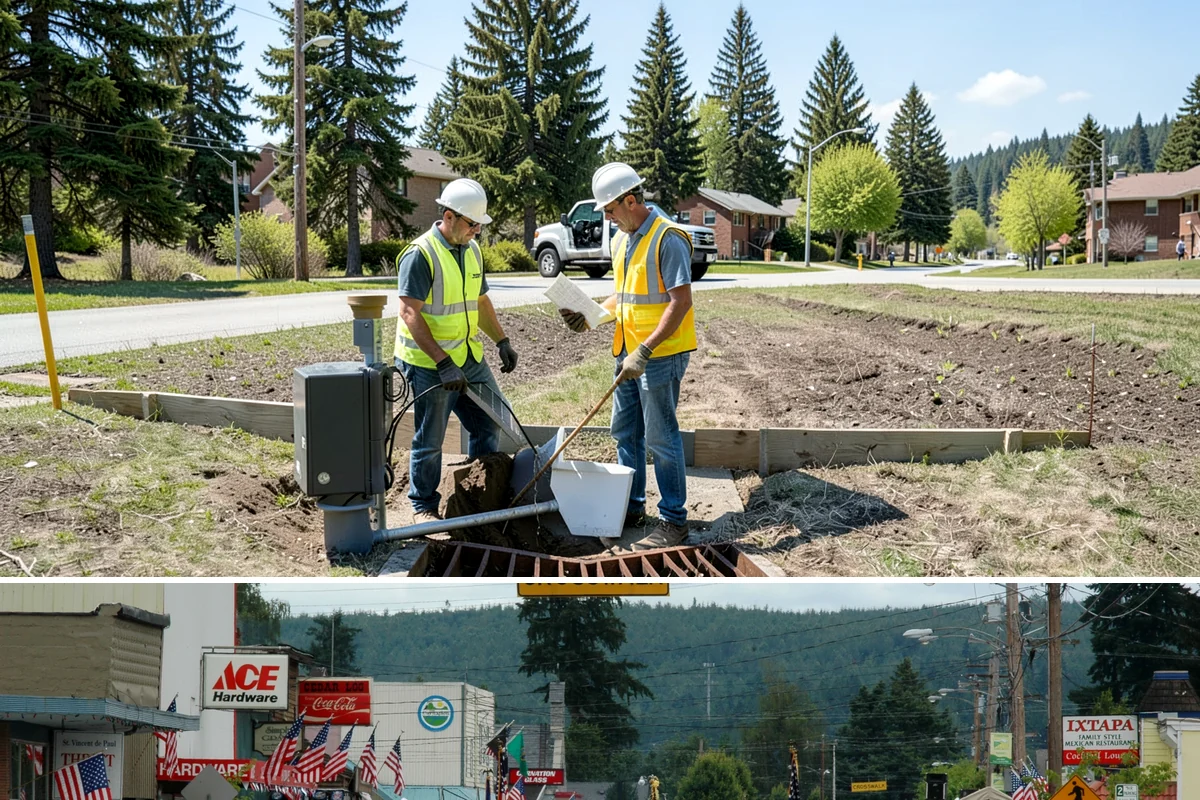 Engineered Wood Fiber Surfacing in Carnation, King County, WA - Wood fiber can be installed in most conditions, but drier weather aids grading, drainage work, and initial compaction.