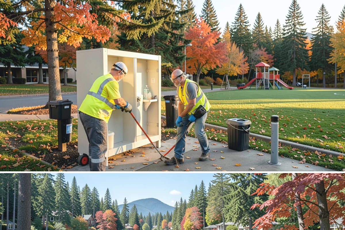 Engineered Wood Fiber Surfacing in Covington, King County, WA - Wood fiber can be installed in most conditions, but drier weather aids grading, drainage work, and initial compaction.
