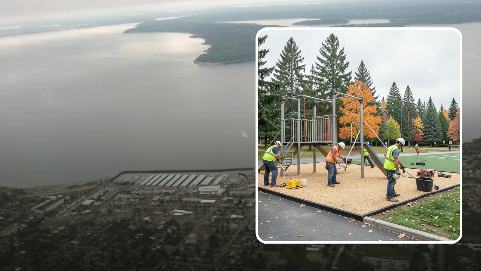 Engineered Wood Fiber Surfacing in Des Moines, King County, WA - Installation of engineered wood fiber surfacing meeting accessibility and impact-attenuation standards at economical cost.